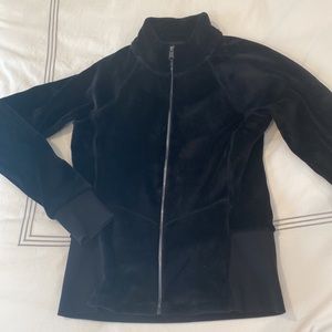 Athleta cozy black velour zip up sweatshirt